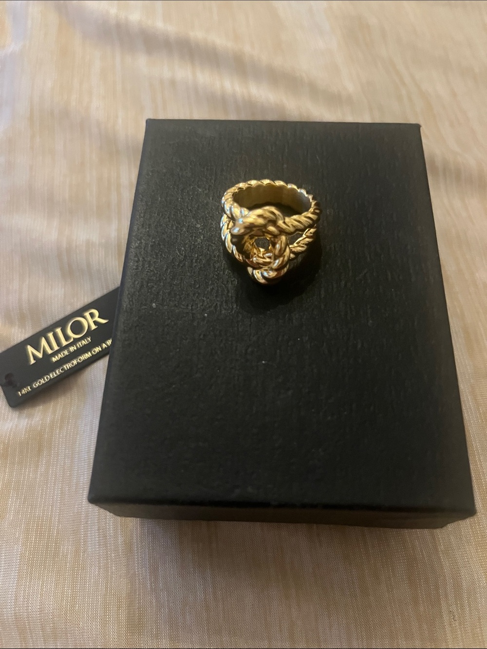 Milor Gold Twisted Rope Knot Ring